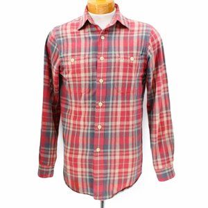 VTG Polo Ralph Lauren Shirt Cotton  Flannel Plaid Button Up Long Slv Men's Small